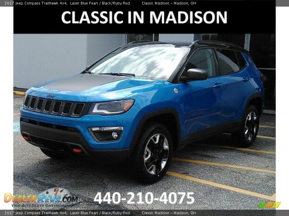 2017 Jeep Compass Trailhawk 4x4 Laser Blue Pearl / Black/Ruby Red Photo #1