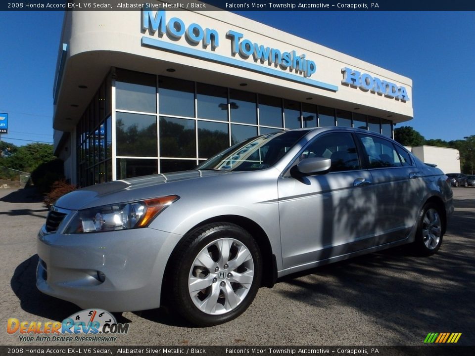 2008 Honda Accord EX-L V6 Sedan Alabaster Silver Metallic / Black Photo #1