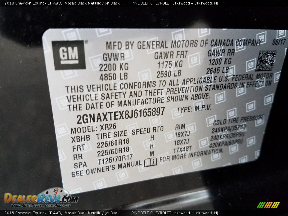 2018 Chevrolet Equinox LT AWD Mosaic Black Metallic / Jet Black Photo #9