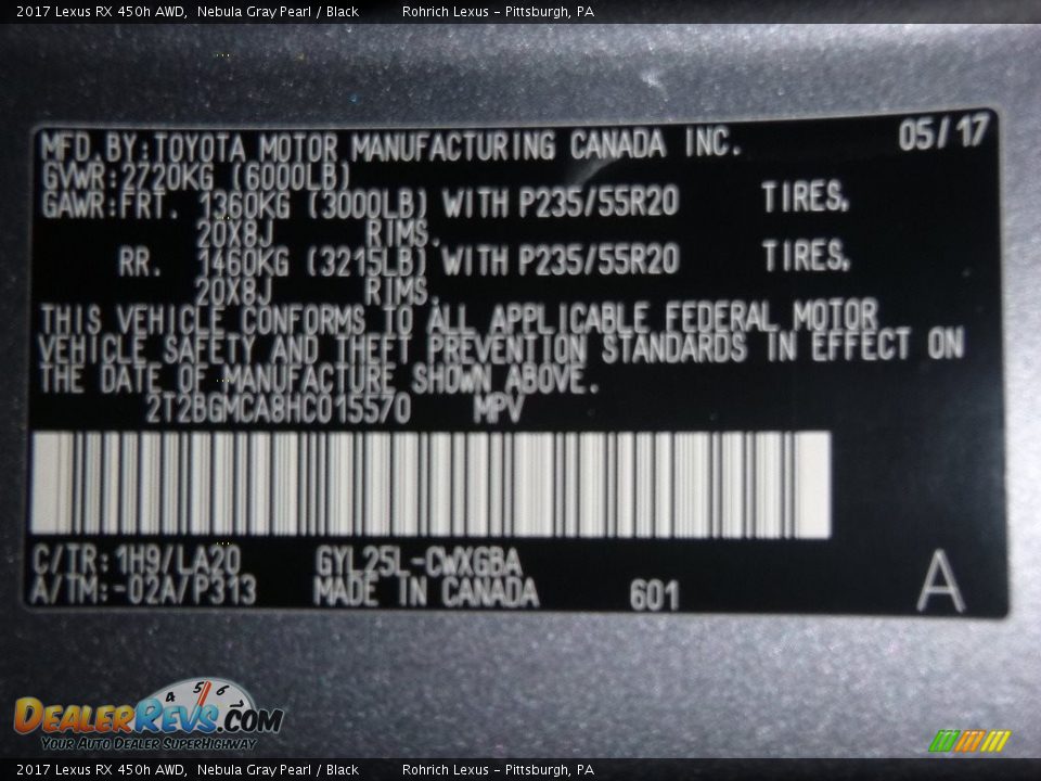 2017 Lexus RX 450h AWD Nebula Gray Pearl / Black Photo #10