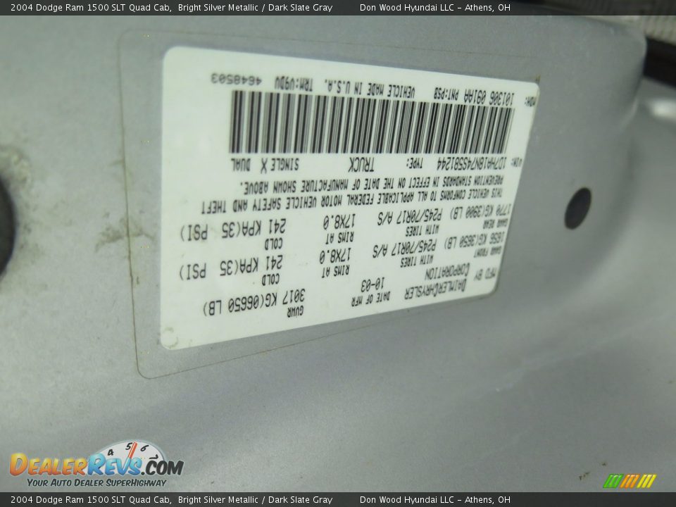 2004 Dodge Ram 1500 SLT Quad Cab Bright Silver Metallic / Dark Slate Gray Photo #30