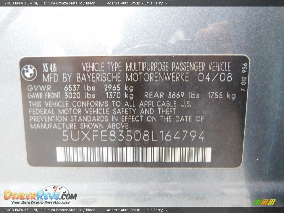2008 BMW X5 4.8i Platinum Bronze Metallic / Black Photo #9