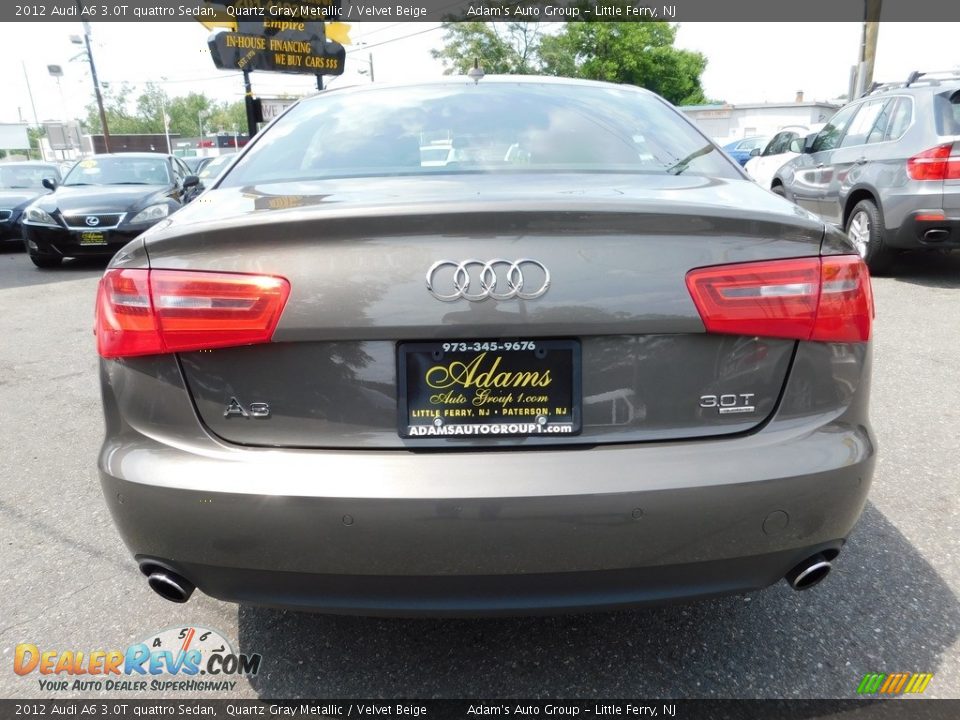 2012 Audi A6 3.0T quattro Sedan Quartz Gray Metallic / Velvet Beige Photo #6