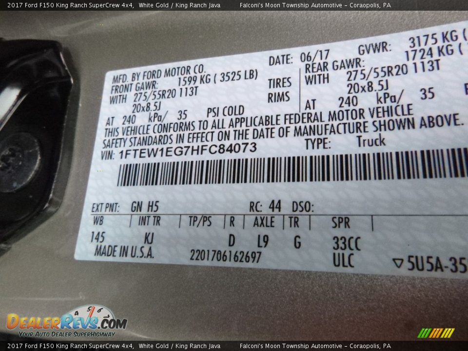 2017 Ford F150 King Ranch SuperCrew 4x4 White Gold / King Ranch Java Photo #11