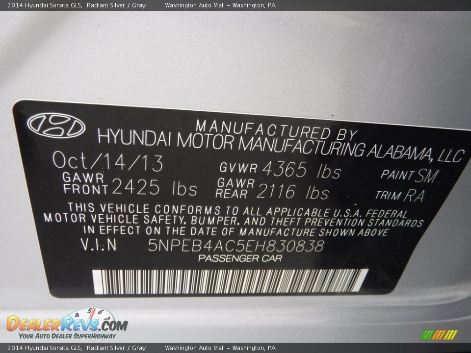2014 Hyundai Sonata GLS Radiant Silver / Gray Photo #24