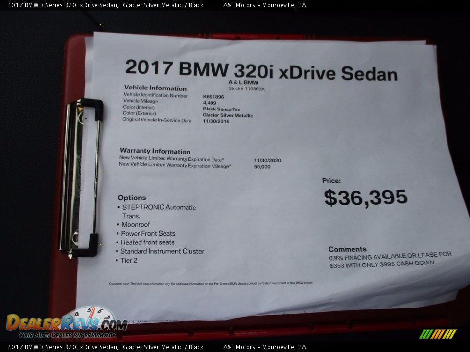 2017 BMW 3 Series 320i xDrive Sedan Glacier Silver Metallic / Black Photo #11