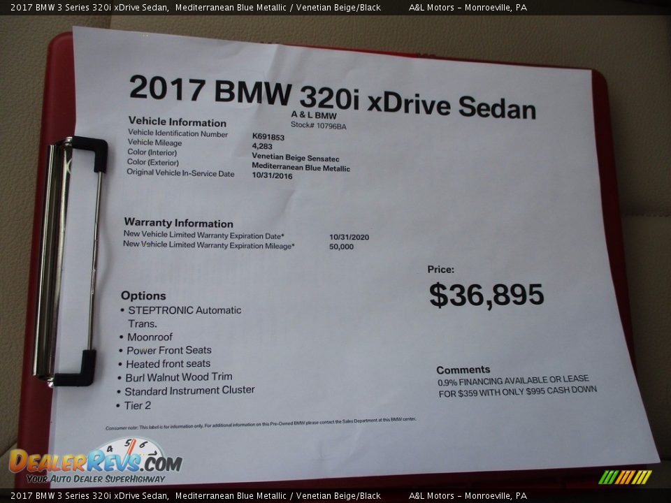 2017 BMW 3 Series 320i xDrive Sedan Mediterranean Blue Metallic / Venetian Beige/Black Photo #11