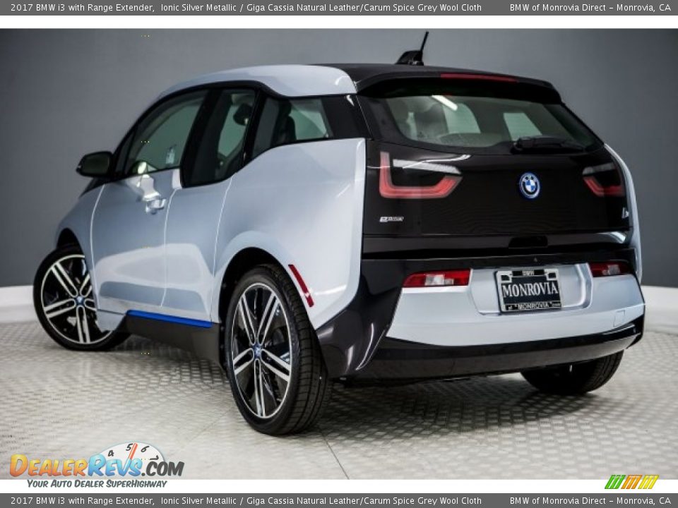 2017 BMW i3 with Range Extender Ionic Silver Metallic / Giga Cassia Natural Leather/Carum Spice Grey Wool Cloth Photo #3