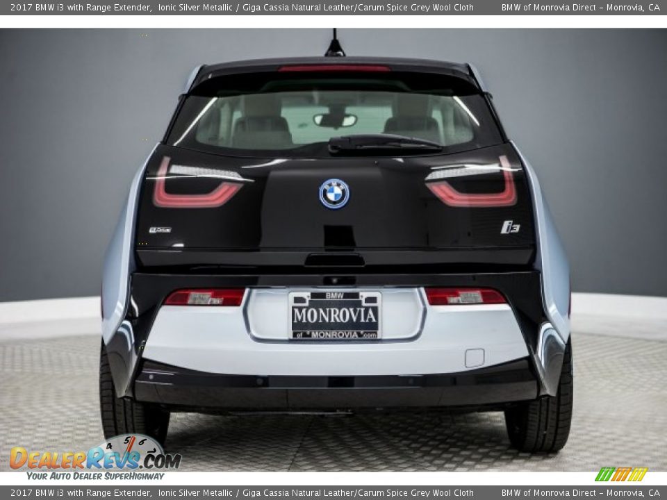 2017 BMW i3 with Range Extender Ionic Silver Metallic / Giga Cassia Natural Leather/Carum Spice Grey Wool Cloth Photo #4