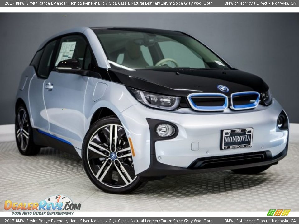2017 BMW i3 with Range Extender Ionic Silver Metallic / Giga Cassia Natural Leather/Carum Spice Grey Wool Cloth Photo #12
