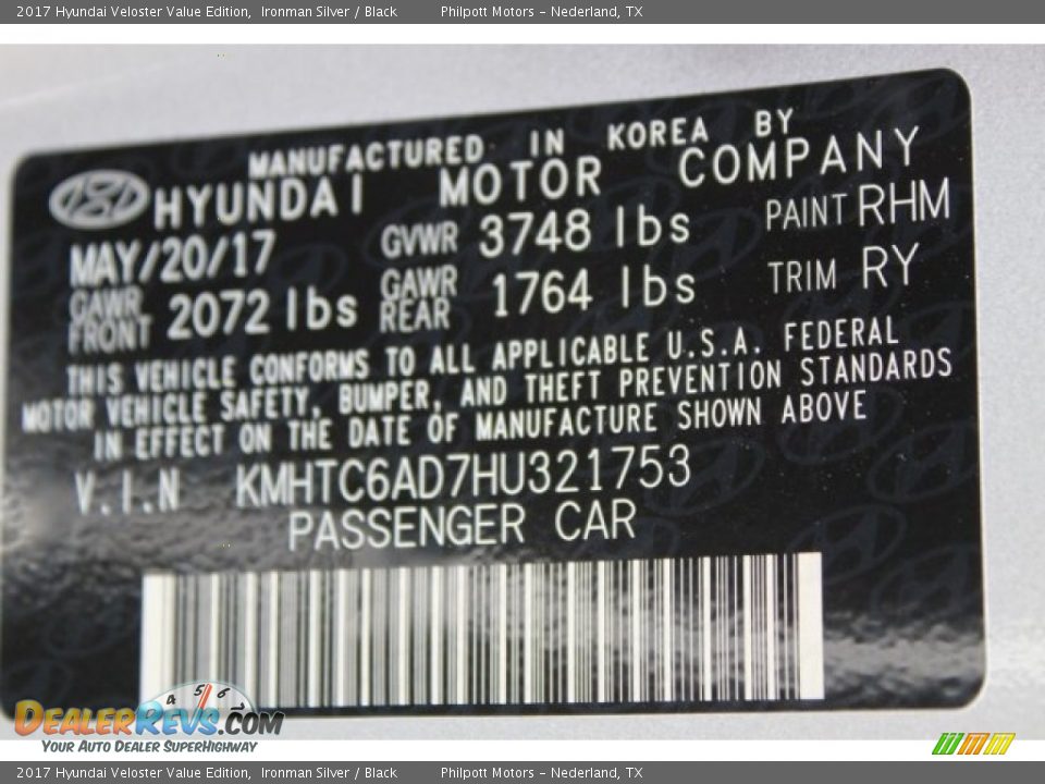 2017 Hyundai Veloster Value Edition Ironman Silver / Black Photo #32