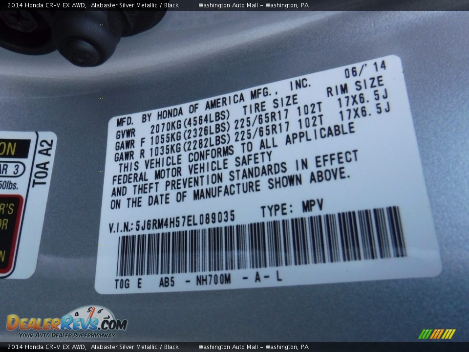 2014 Honda CR-V EX AWD Alabaster Silver Metallic / Black Photo #26