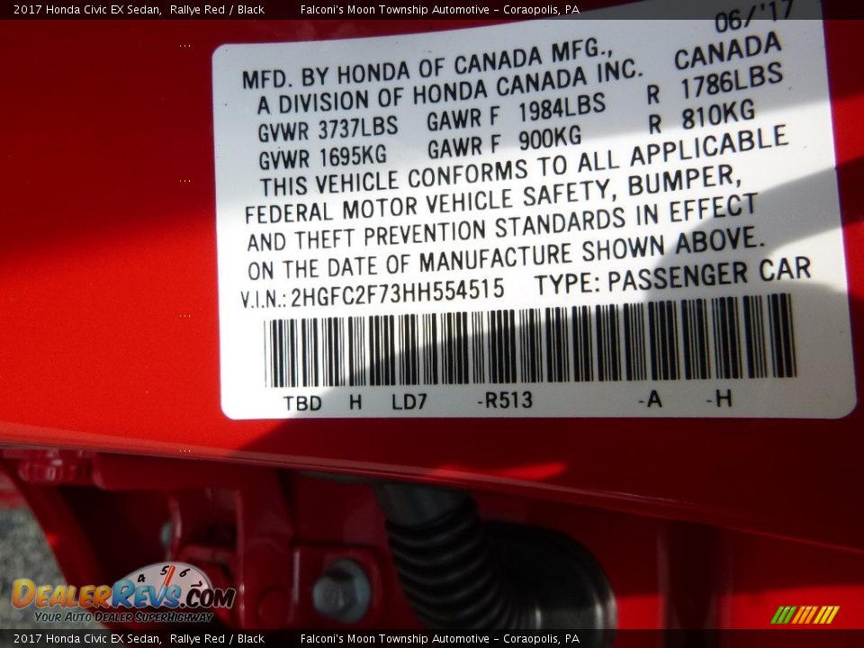 2017 Honda Civic EX Sedan Rallye Red / Black Photo #12