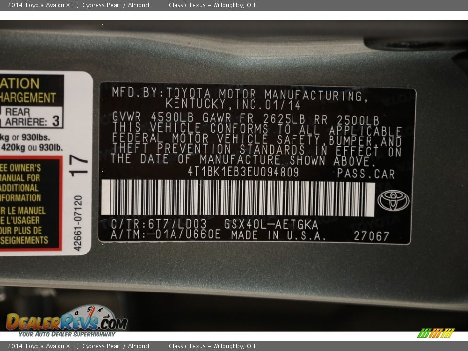 2014 Toyota Avalon XLE Cypress Pearl / Almond Photo #22