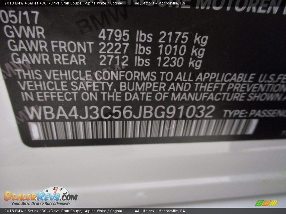 2018 BMW 4 Series 430i xDrive Gran Coupe Alpine White / Cognac Photo #19