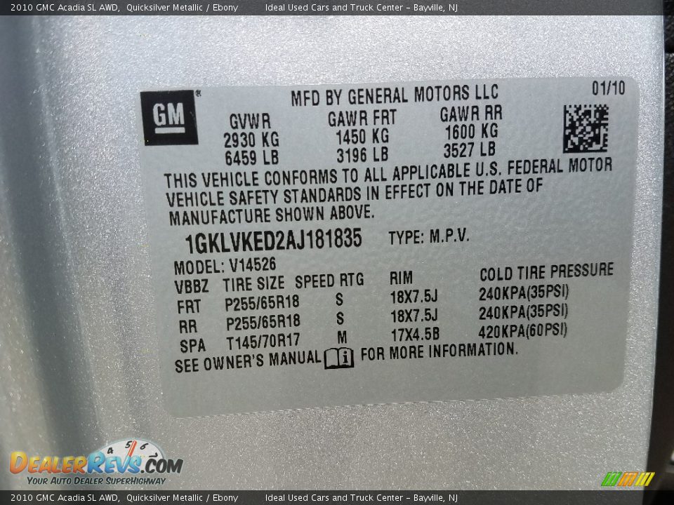 2010 GMC Acadia SL AWD Quicksilver Metallic / Ebony Photo #17