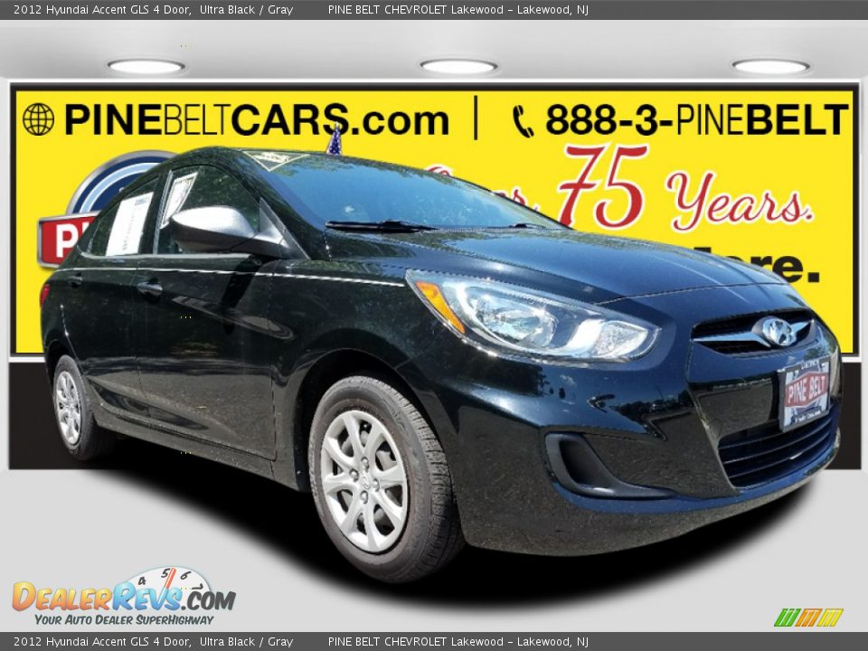 2012 Hyundai Accent GLS 4 Door Ultra Black / Gray Photo #1