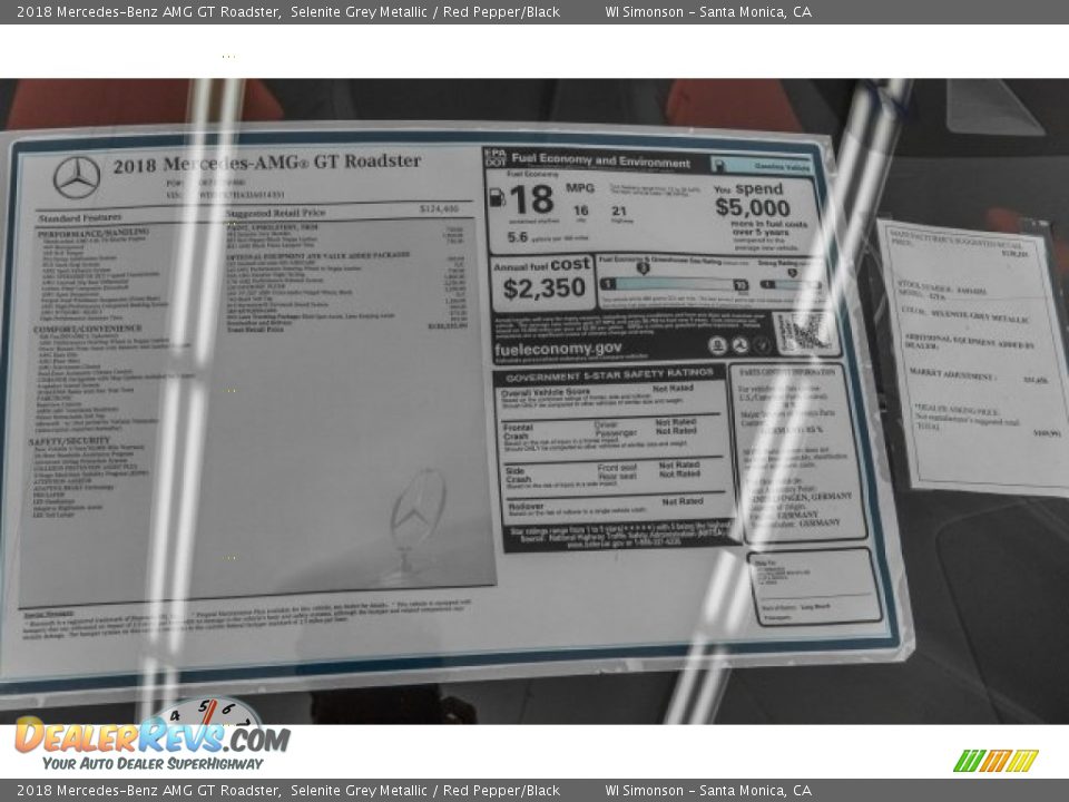 2018 Mercedes-Benz AMG GT Roadster Window Sticker Photo #13