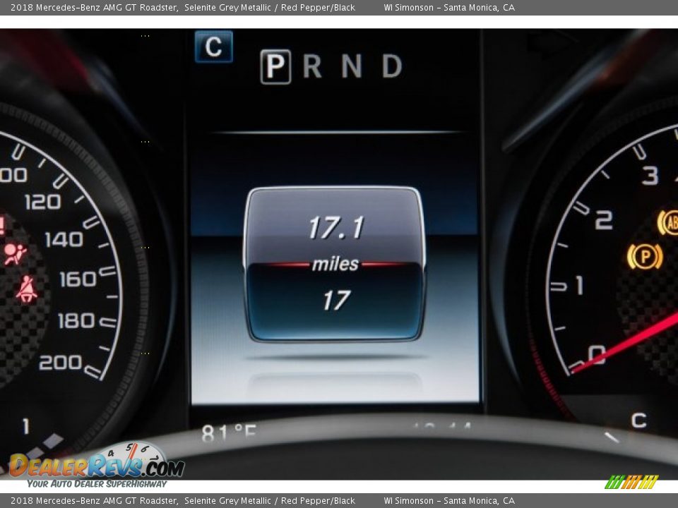 2018 Mercedes-Benz AMG GT Roadster Selenite Grey Metallic / Red Pepper/Black Photo #36