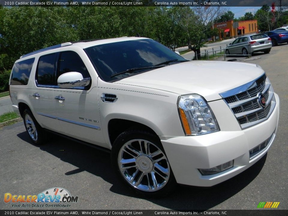 2010 Cadillac Escalade ESV Platinum AWD White Diamond / Cocoa/Light Linen Photo #3