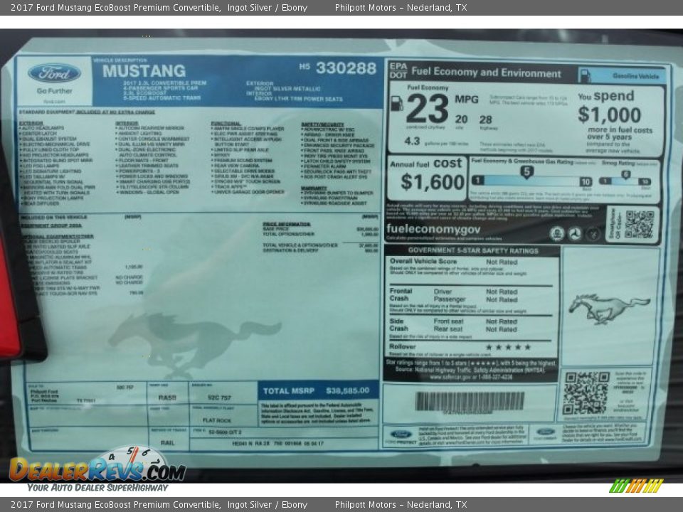 2017 Ford Mustang EcoBoost Premium Convertible Ingot Silver / Ebony Photo #27