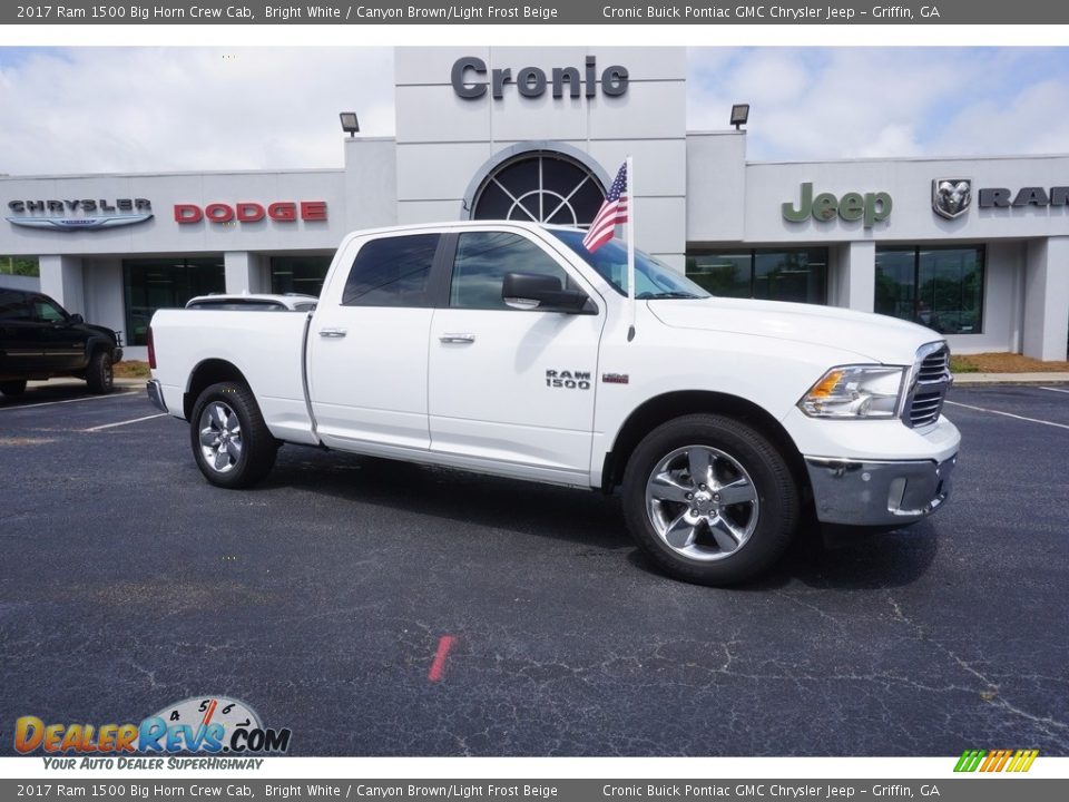 2017 Ram 1500 Big Horn Crew Cab Bright White / Canyon Brown/Light Frost Beige Photo #1