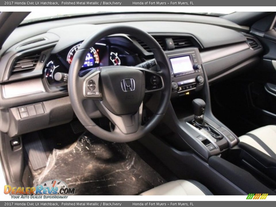 2017 Honda Civic LX Hatchback Polished Metal Metallic / Black/Ivory Photo #9