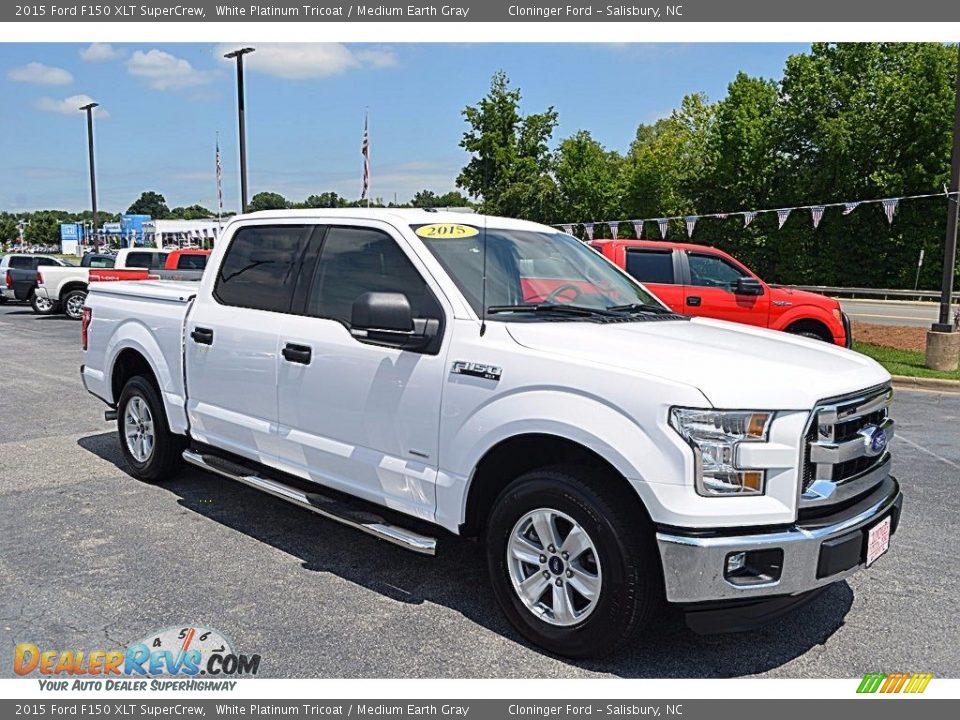 2015 Ford F150 XLT SuperCrew White Platinum Tricoat / Medium Earth Gray Photo #1