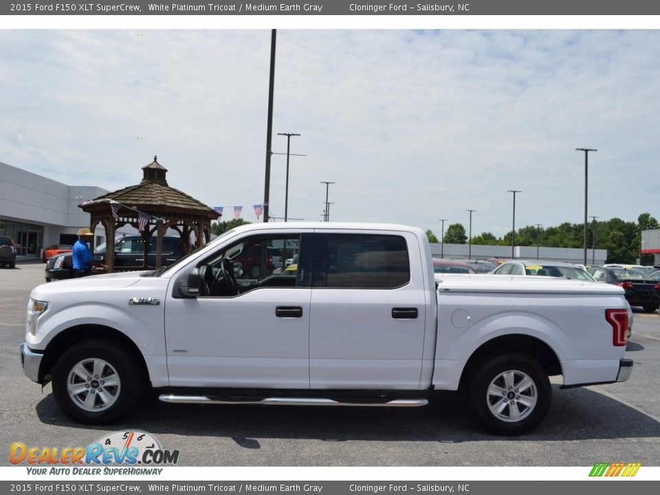 2015 Ford F150 XLT SuperCrew White Platinum Tricoat / Medium Earth Gray Photo #5