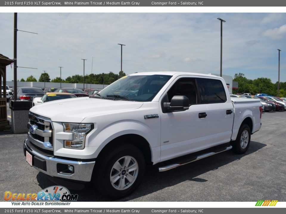 2015 Ford F150 XLT SuperCrew White Platinum Tricoat / Medium Earth Gray Photo #6
