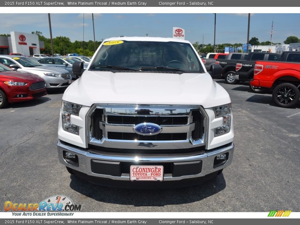 2015 Ford F150 XLT SuperCrew White Platinum Tricoat / Medium Earth Gray Photo #7