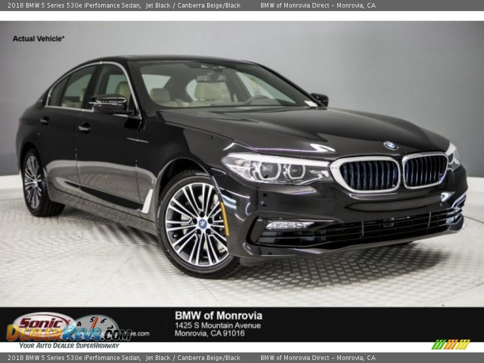 2018 BMW 5 Series 530e iPerfomance Sedan Jet Black / Canberra Beige/Black Photo #1