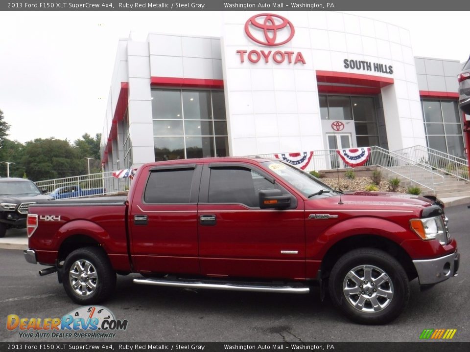 2013 Ford F150 XLT SuperCrew 4x4 Ruby Red Metallic / Steel Gray Photo #2