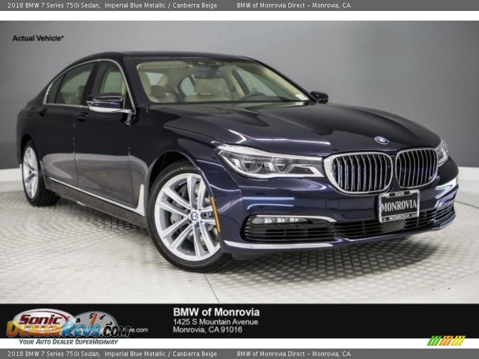 2018 BMW 7 Series 750i Sedan Imperial Blue Metallic / Canberra Beige Photo #1