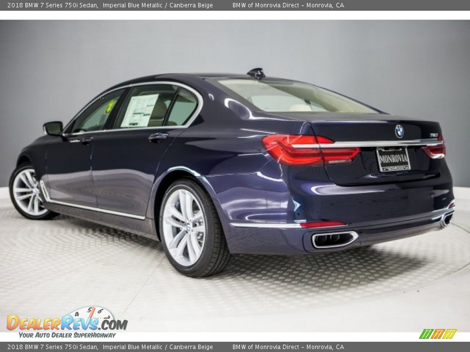 2018 BMW 7 Series 750i Sedan Imperial Blue Metallic / Canberra Beige Photo #3