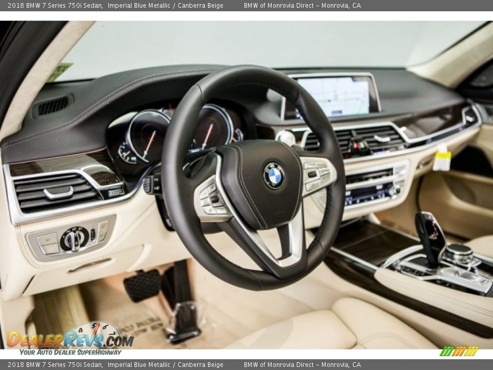 2018 BMW 7 Series 750i Sedan Imperial Blue Metallic / Canberra Beige Photo #5