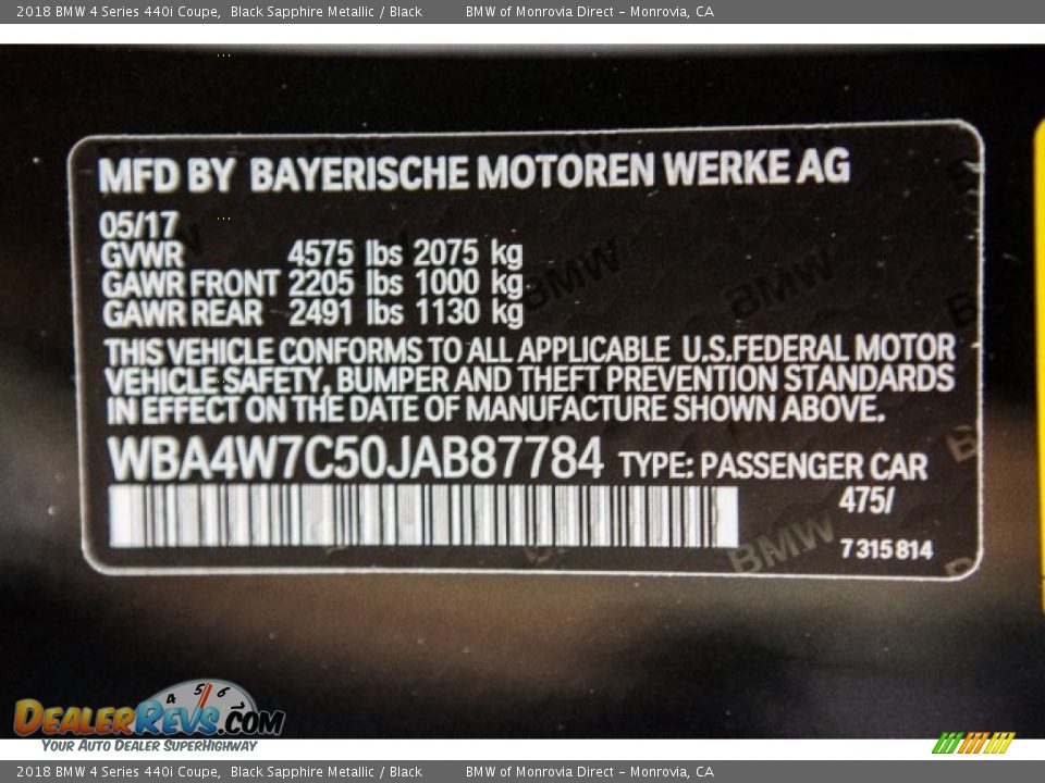 2018 BMW 4 Series 440i Coupe Black Sapphire Metallic / Black Photo #11