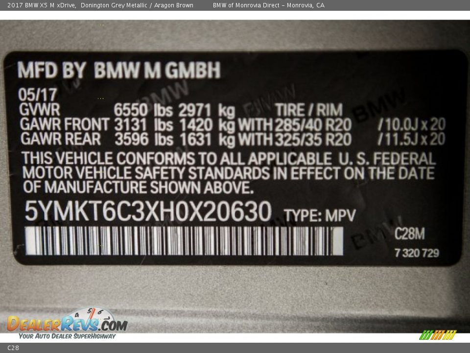 BMW Color Code C28 Donington Grey Metallic