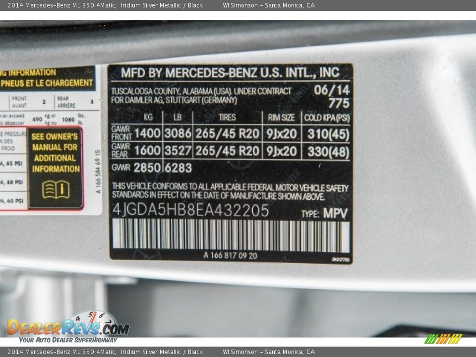 2014 Mercedes-Benz ML 350 4Matic Iridium Silver Metallic / Black Photo #19