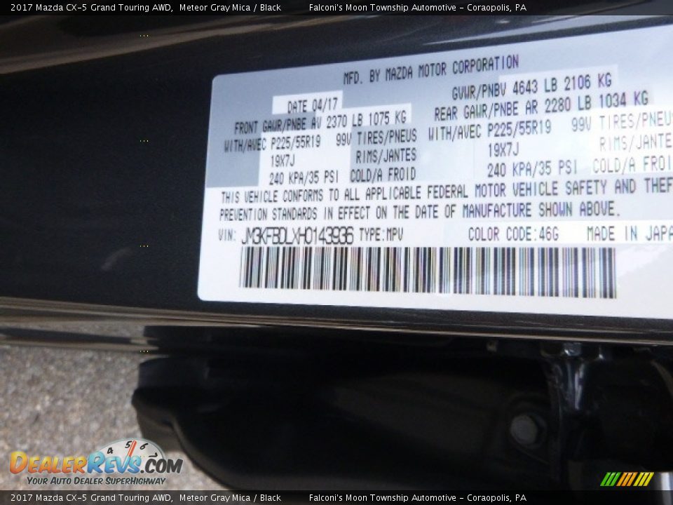 2017 Mazda CX-5 Grand Touring AWD Meteor Gray Mica / Black Photo #12