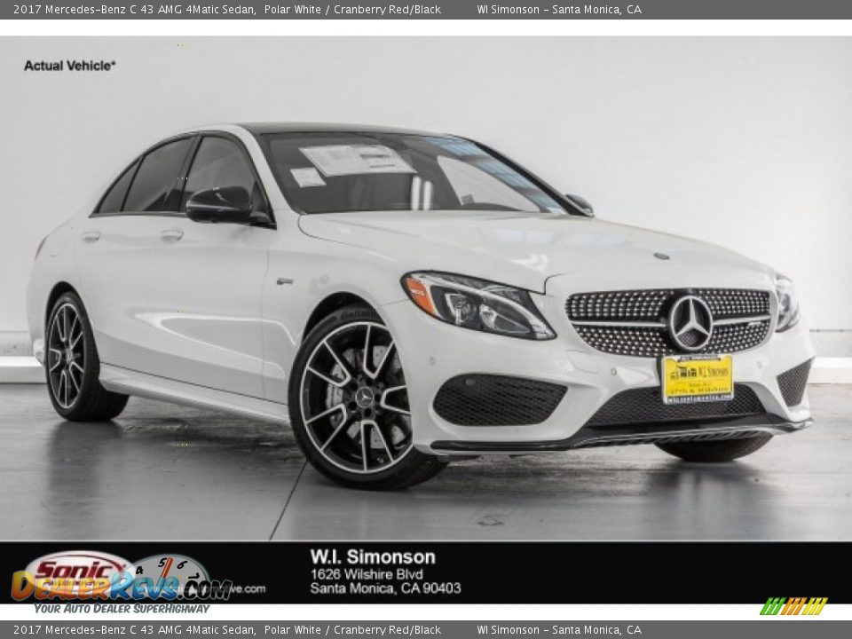 2017 Mercedes-Benz C 43 AMG 4Matic Sedan Polar White / Cranberry Red/Black Photo #1