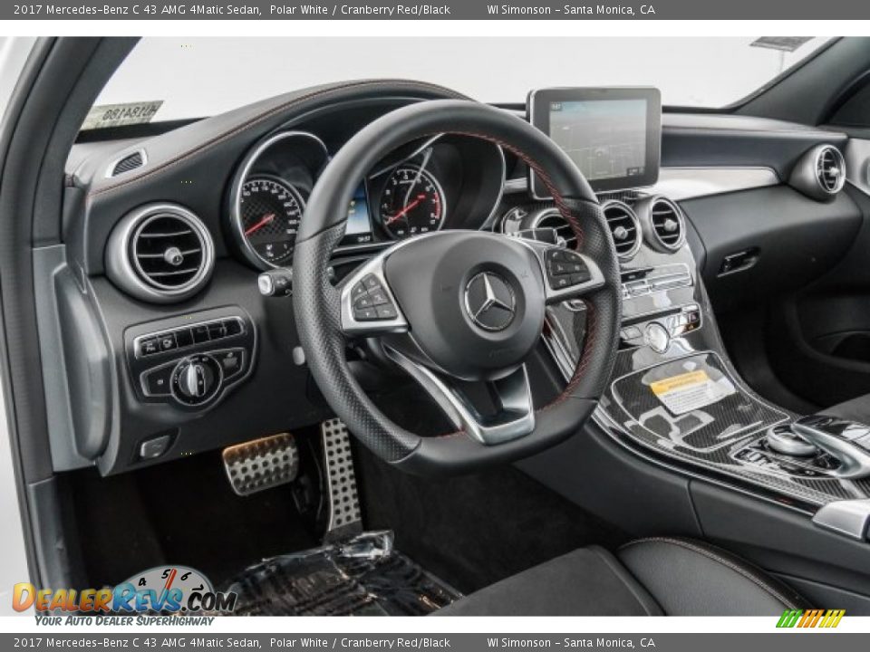 2017 Mercedes-Benz C 43 AMG 4Matic Sedan Polar White / Cranberry Red/Black Photo #6