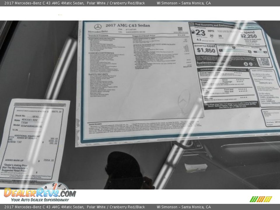 2017 Mercedes-Benz C 43 AMG 4Matic Sedan Polar White / Cranberry Red/Black Photo #12