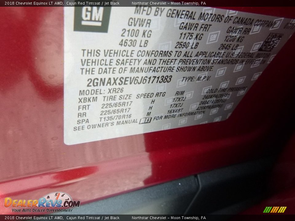 2018 Chevrolet Equinox LT AWD Cajun Red Tintcoat / Jet Black Photo #15