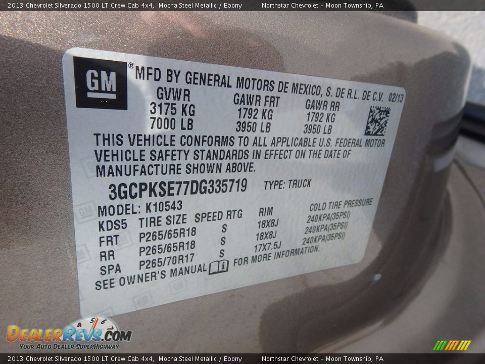 2013 Chevrolet Silverado 1500 LT Crew Cab 4x4 Mocha Steel Metallic / Ebony Photo #29