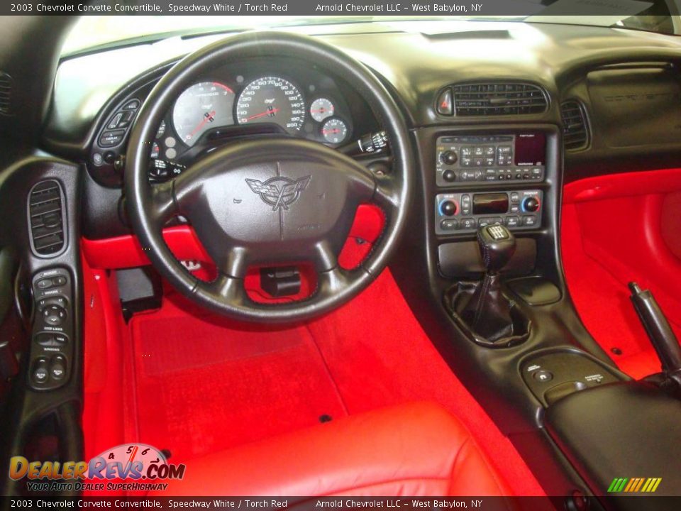 2003 Chevrolet Corvette Convertible Speedway White / Torch Red Photo #9