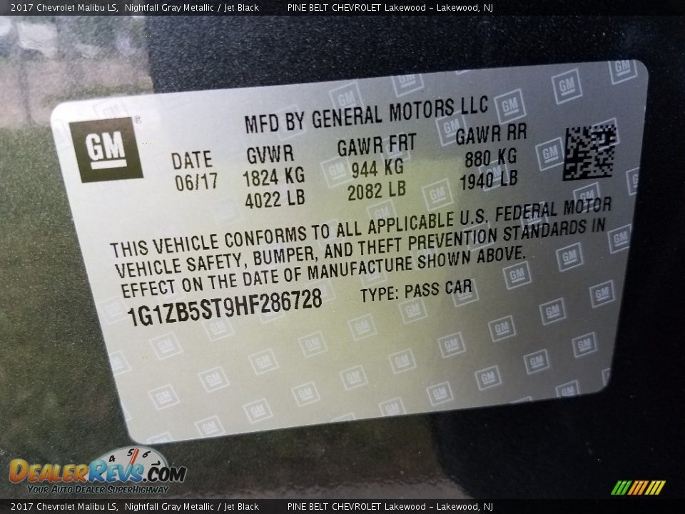 2017 Chevrolet Malibu LS Nightfall Gray Metallic / Jet Black Photo #9