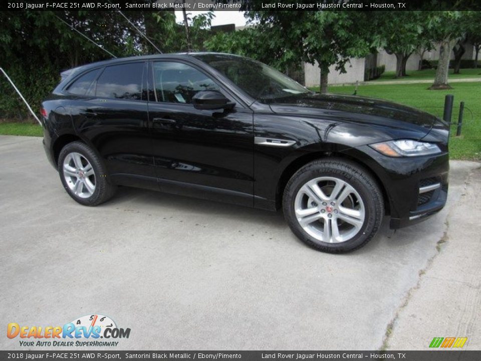 2018 Jaguar F-PACE 25t AWD R-Sport Santorini Black Metallic / Ebony/Pimento Photo #1
