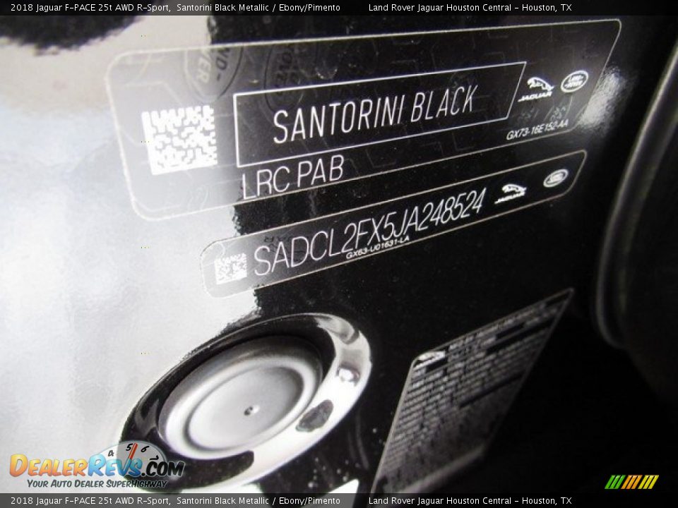 2018 Jaguar F-PACE 25t AWD R-Sport Santorini Black Metallic / Ebony/Pimento Photo #22