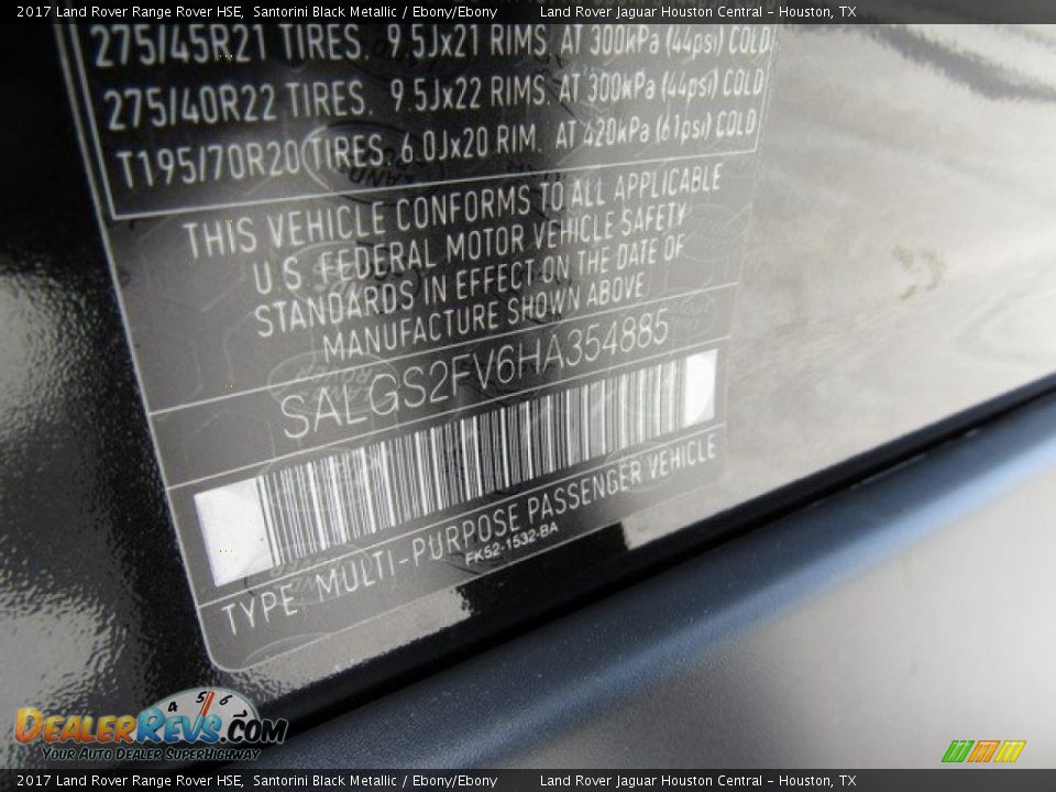 2017 Land Rover Range Rover HSE Santorini Black Metallic / Ebony/Ebony Photo #22